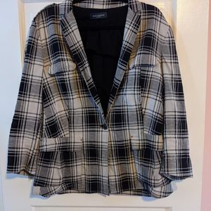 Piazza Sempione black white grey plaid blazer size IT 50